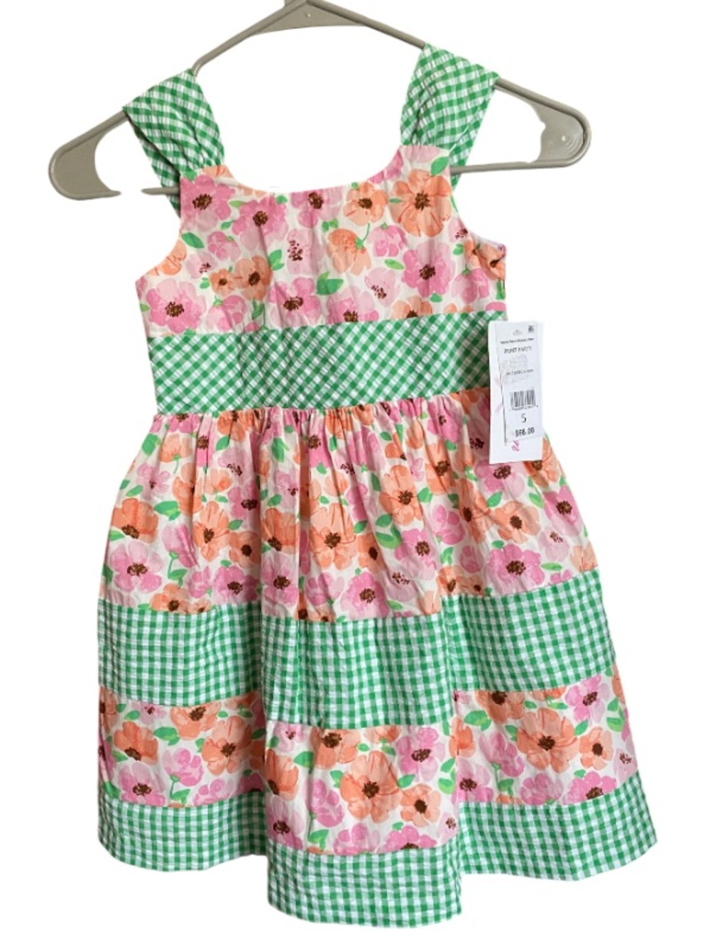 Bonnie Jean Pink and Green Floral Sundress Tiered  NWT Size 5